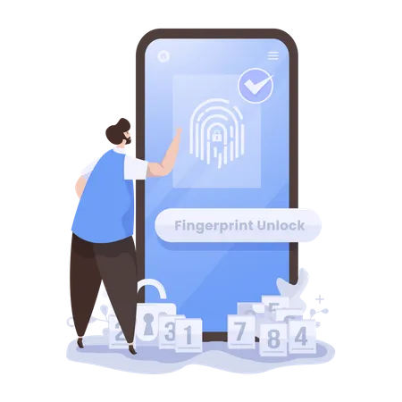 Fingerprint access to unlock screen  Illustration