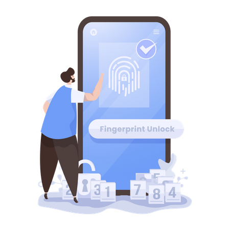Fingerprint access to unlock screen  Illustration