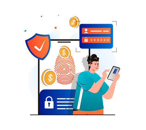 Fingerprint authentication required for payment  Illustration