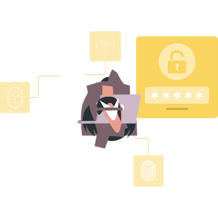 Fingerprint lock is for data protection  Illustration