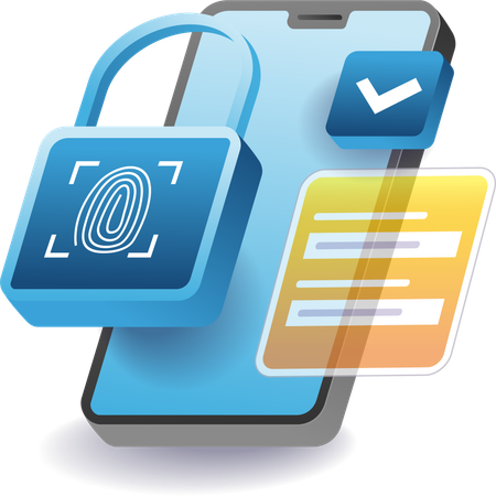 Fingerprint padlock is a  of smartphone data security  Illustration