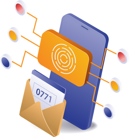 Fingerprint security number smartphone email confirmation  Illustration