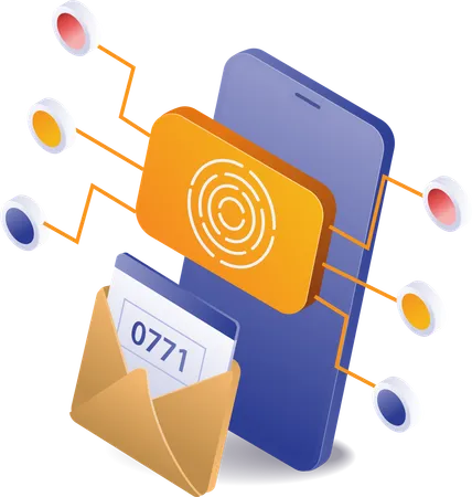 Fingerprint security number smartphone email confirmation  Illustration