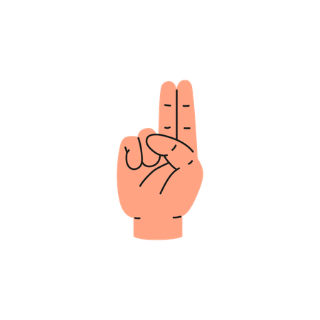 Fingerspelling letter U  Illustration