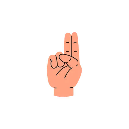 Fingerspelling letter U  Illustration