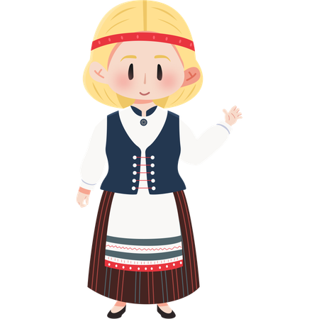 Finland Karelian costume girl  Illustration