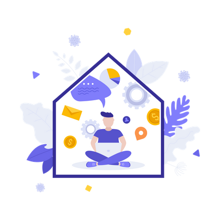 Fique em casa  Ilustração