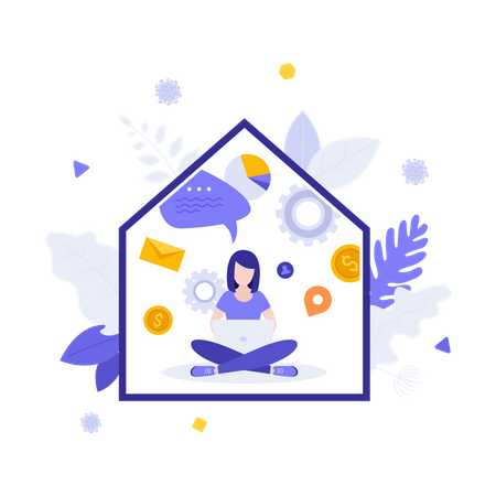 Fique em casa  Ilustração
