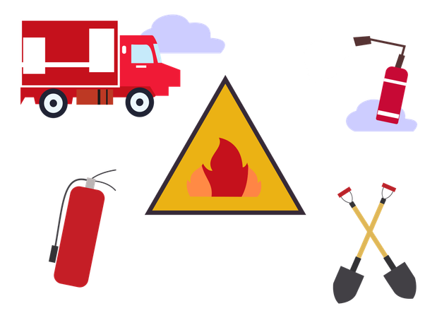 Fire brigade equipment  Illustration