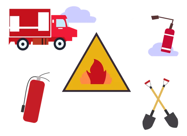Fire brigade equipment  Illustration
