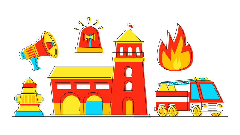 Fire Equipments  Illustration