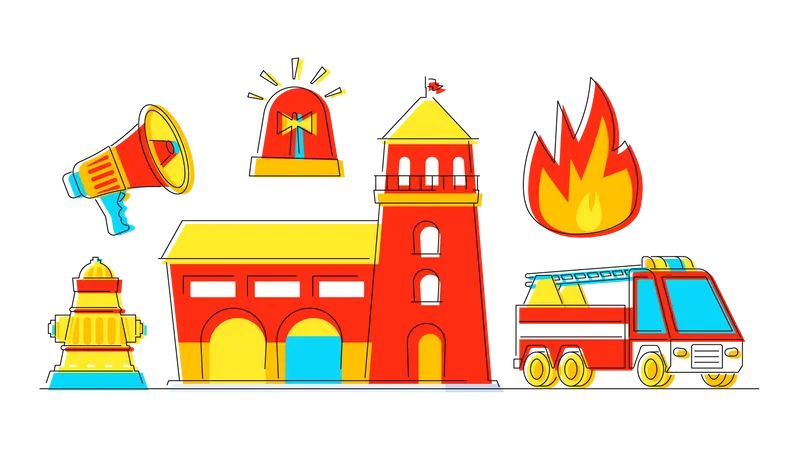 Fire Equipments  Illustration