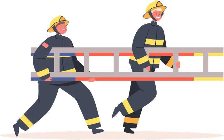 Fire Fighters with ladders  Illustration