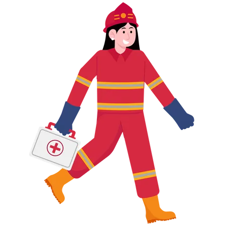 Fire holding first aid kit  Illustration