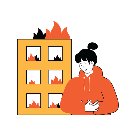 Fire in building  Illustration