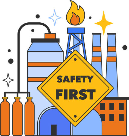 Fire safety implemented in factories  Illustration