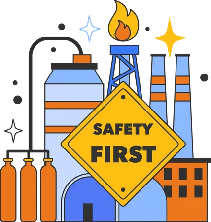 Fire safety implemented in factories  Illustration