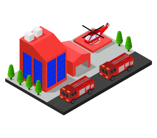 Fire station building  Illustration