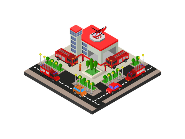 Fire Station  Illustration