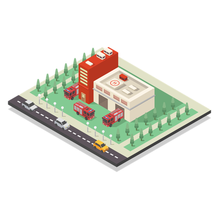 Fire Station  Illustration