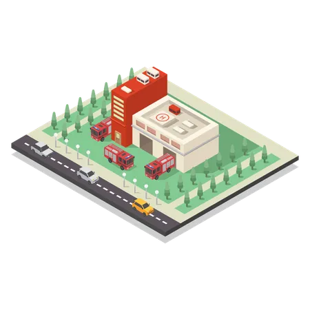 Fire Station  Illustration