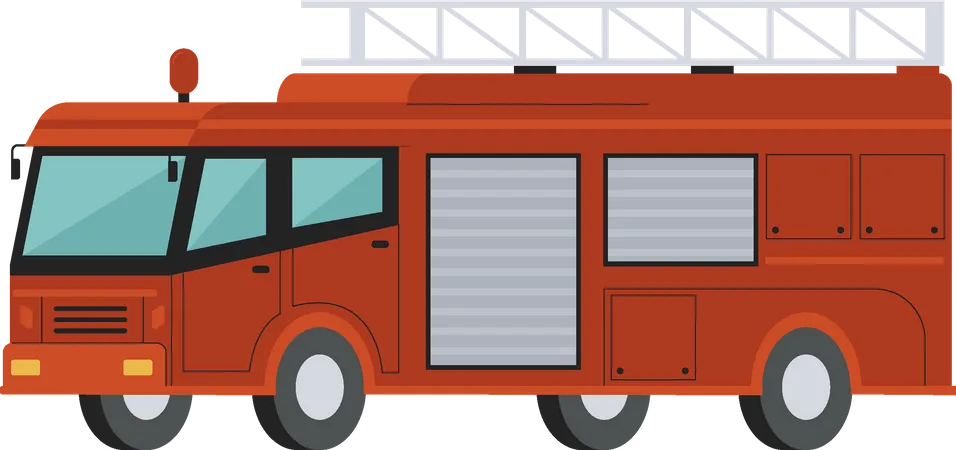 Fire Truck Illustration Flat Vector Illustration Isolated On White Background Illustration