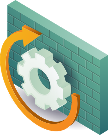 Fire wall gear rotation symbol of technology security  Illustration