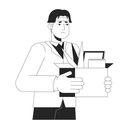 Fired asian man leaving workplace  Illustration