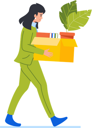 Fired Business Woman Carrying Box  Illustration