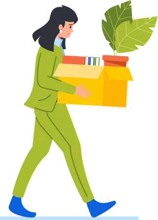 Fired Business Woman Carrying Box  Illustration