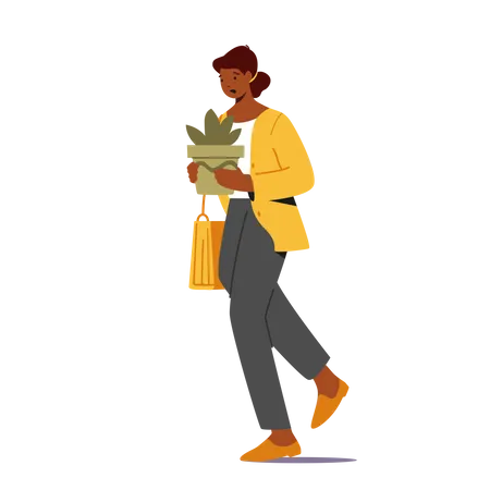 Female Character Worker With Stuff In Hands Leaving Workplace Fired From Work Stressed Woman Employee Intern Suffering From Gender Discrimination Or Unfair Criticism Cartoon Vector Illustration Illustration