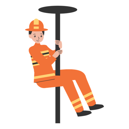 Firefighter Action Pose  Illustration