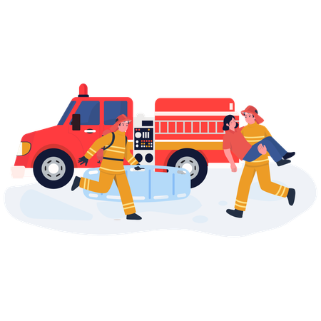 Firefighter doing Rescue  Illustration