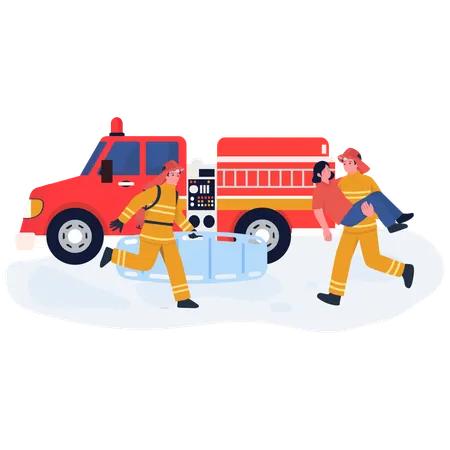 Firefighter doing Rescue  Illustration