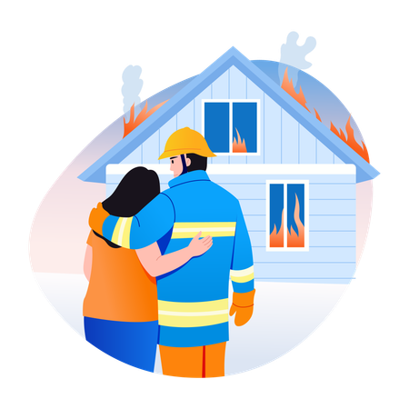 Firefighter helping  Illustration