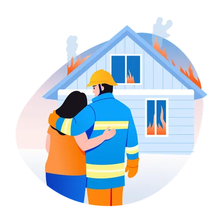 Firefighter helping  Illustration