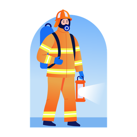 Firefighter holding torch  Illustration