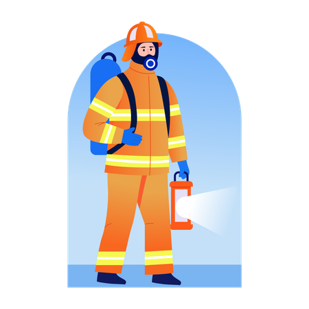 Firefighter holding torch  Illustration