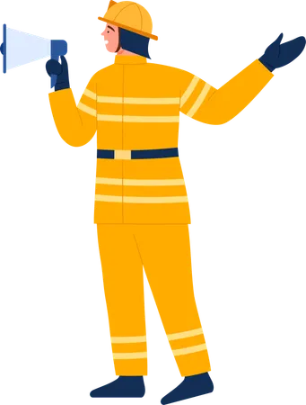 Firefighter making announcement  Illustration