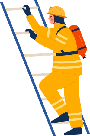 Firefighter on ladder  Illustration