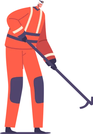 Firefighter Ready To Respond To Emergency With Courage And Determination  Illustration