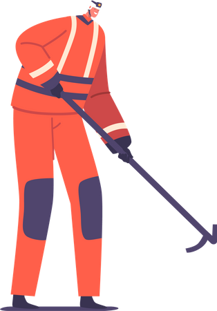 Firefighter Ready To Respond To Emergency With Courage And Determination  Illustration