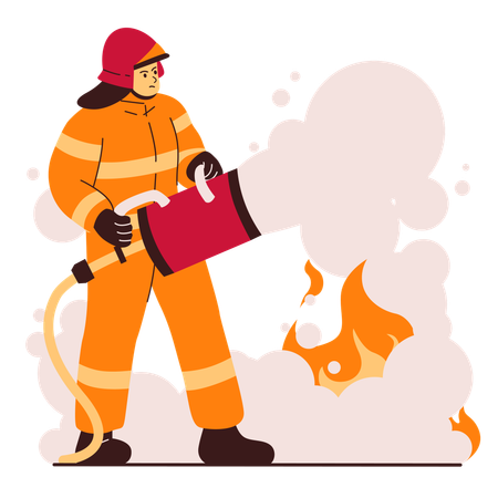 Firefighter rescuing people from fire  Illustration
