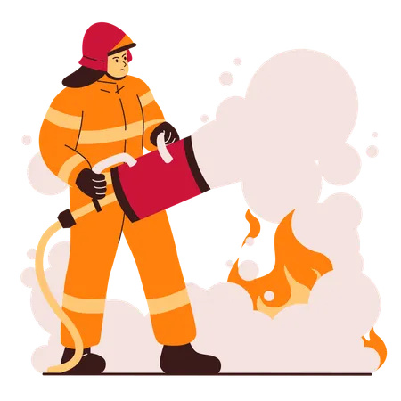 Firefighter rescuing people from fire  Illustration