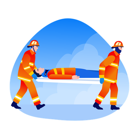 Firefighter team helping people to rescue  Illustration
