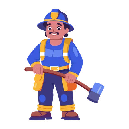 Firefighter trying to rescue people  Illustration