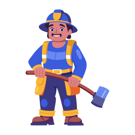 Firefighter trying to rescue people  Illustration