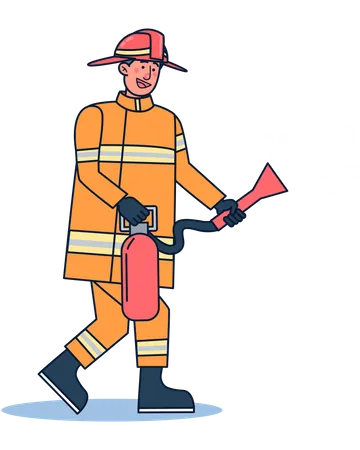 Firefighter with fire extinguisher  Illustration