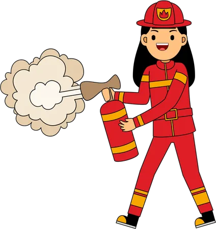 Firefighter with fire extinguisher  Illustration
