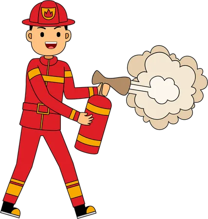 Firefighter with fire extinguisher  Illustration